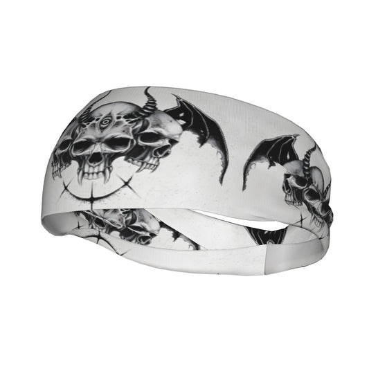 Goth Skull & Bat Headband for Yoga Gym Running Halloween Themed Accessories