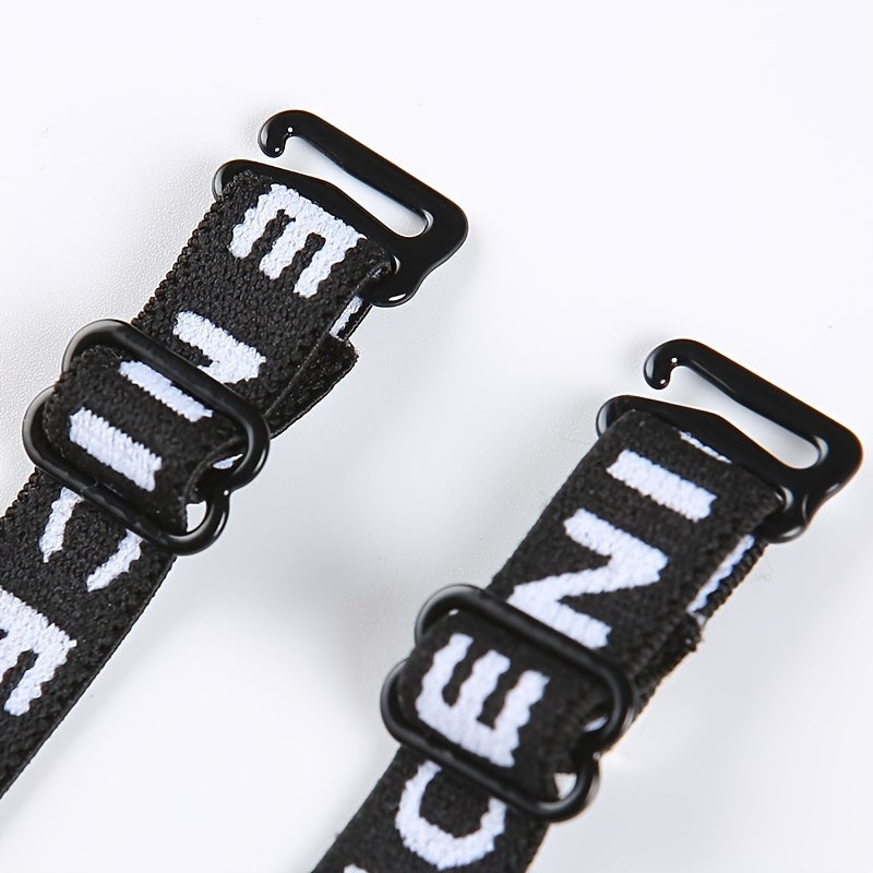Letter Print Bra Shoulder Straps Elastic Adjustable Underwear Straps