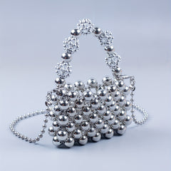 Stylish Beaded Crossbody Bag Acrylic Solid Shoulder Handbag & Purse