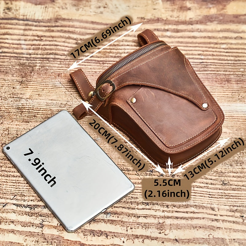 Retro Waist Bag Leather Mobile Phone Holder for Outdoor Adventures