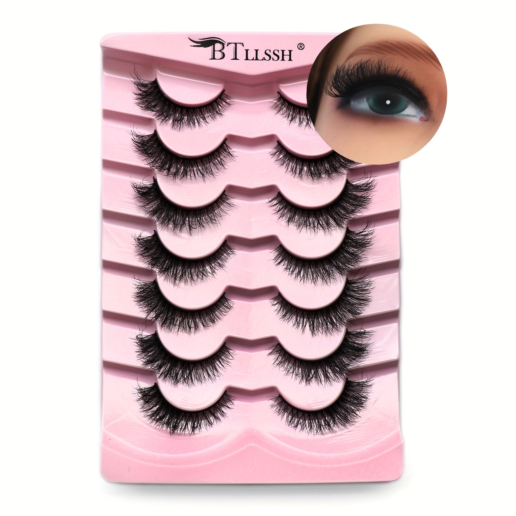 7 Pairs Thick Curling 13mm Fluffy False Eyelashes Daily Cat Eye End Lengthening