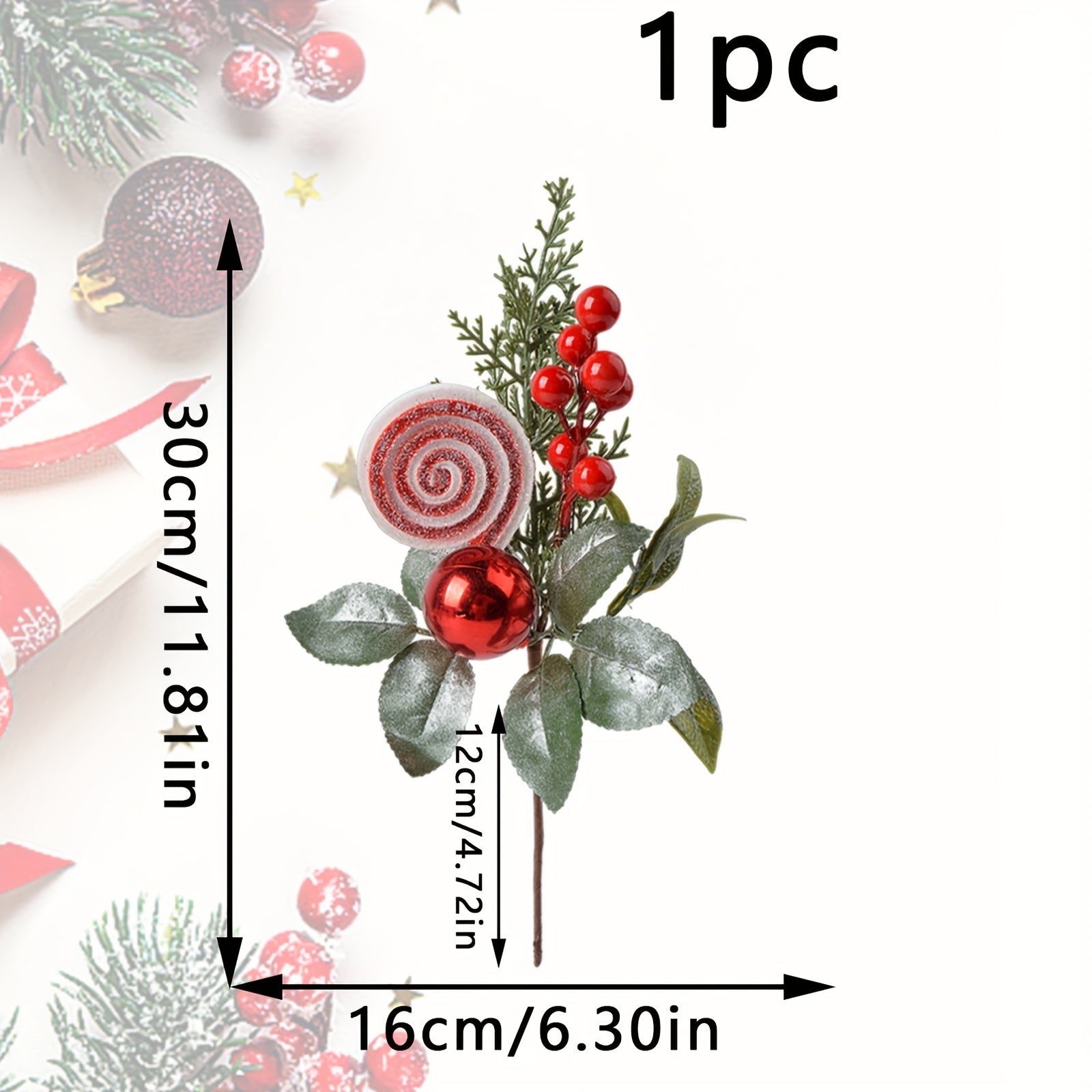 1pc Artificial Red Pulp Fruit Pine Needle Branch Christmas Decoration DIY