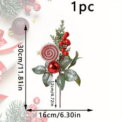1pc Artificial Red Pulp Fruit Pine Needle Branch Christmas Decoration DIY