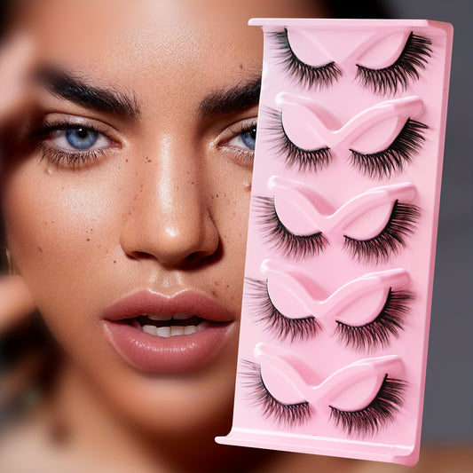 Soft Natural Cat Eye Lashes Long Full Strip w/Winged Ends