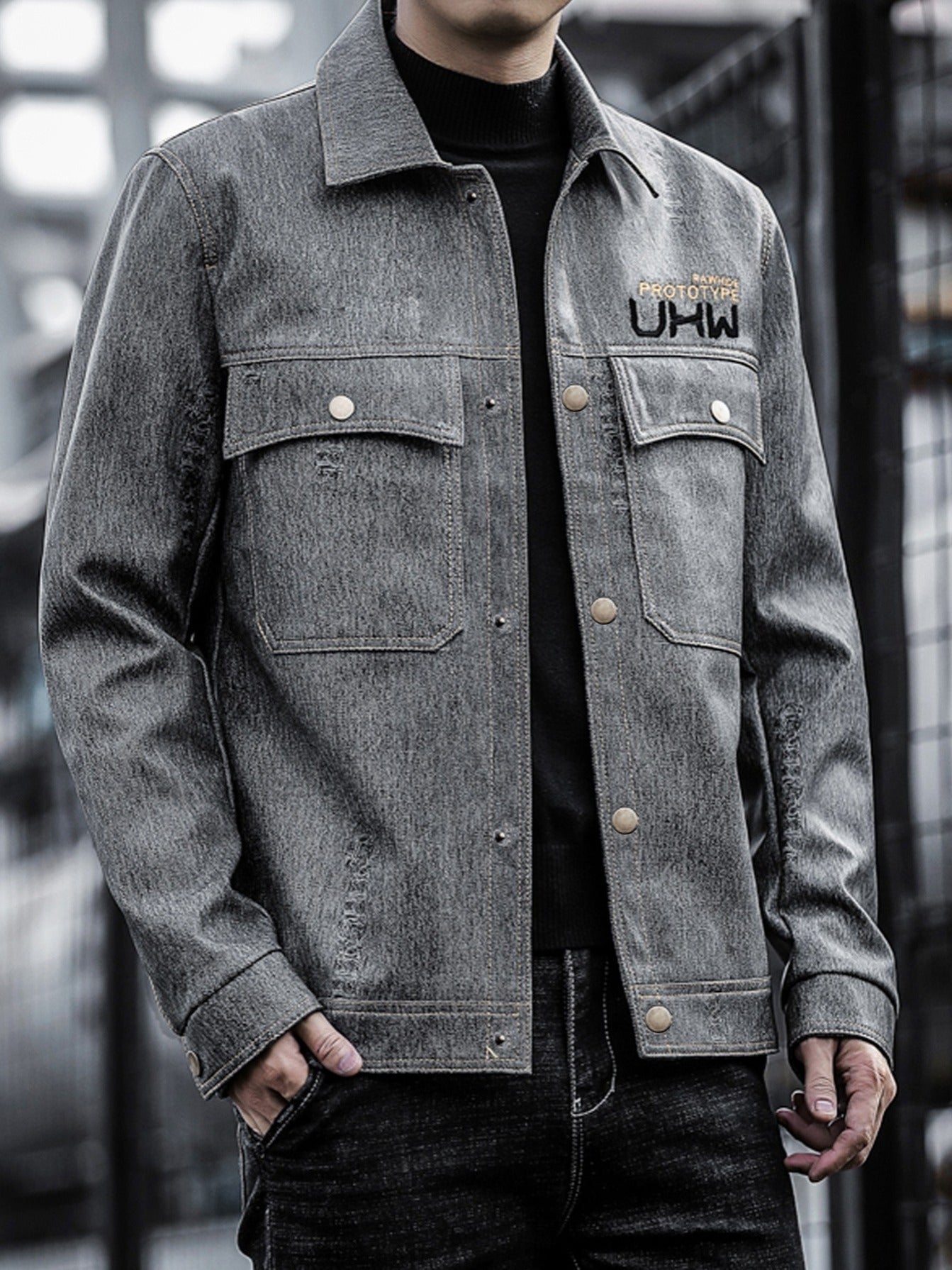 Men's Biker Leather Jacket - Size Up for Best Fit