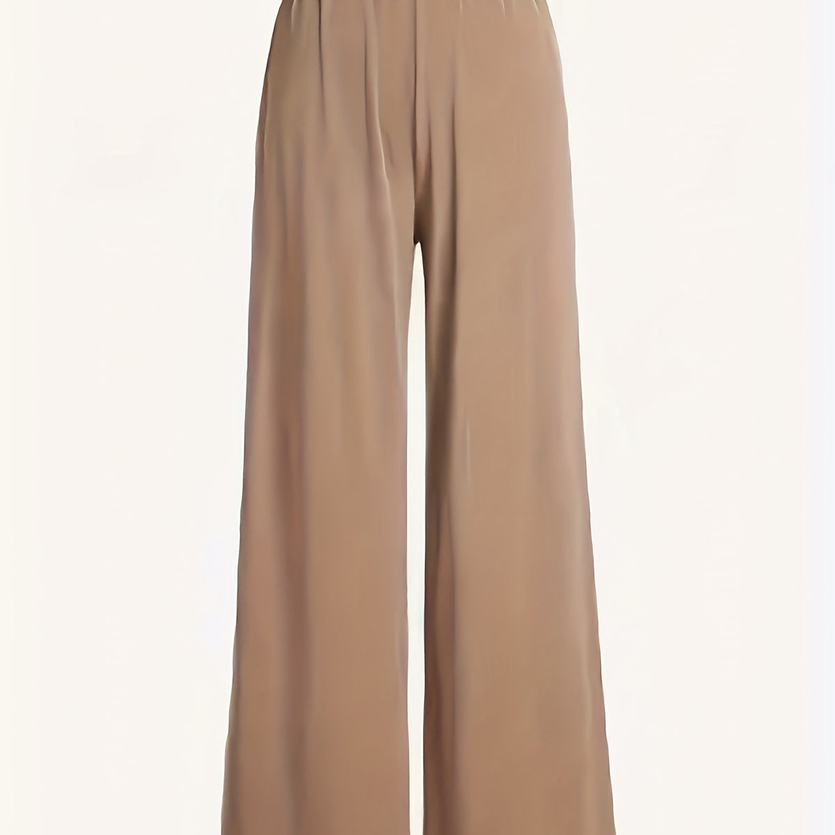 Wide Leg Elastic Waist Pants Casual Solid Long Length Pants