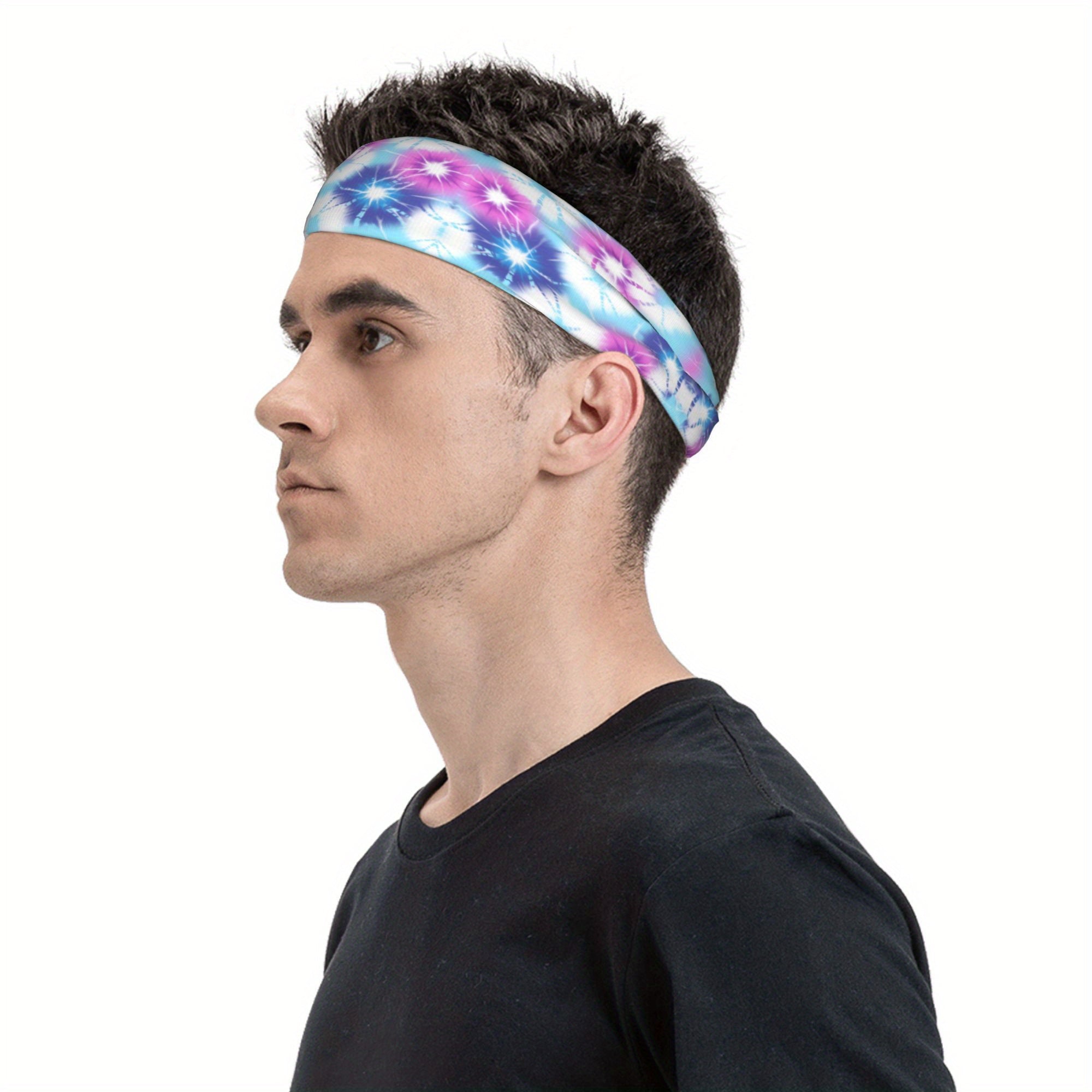 Tie Dye Headband Pink Sparkling Patterns Sports Casual Wear