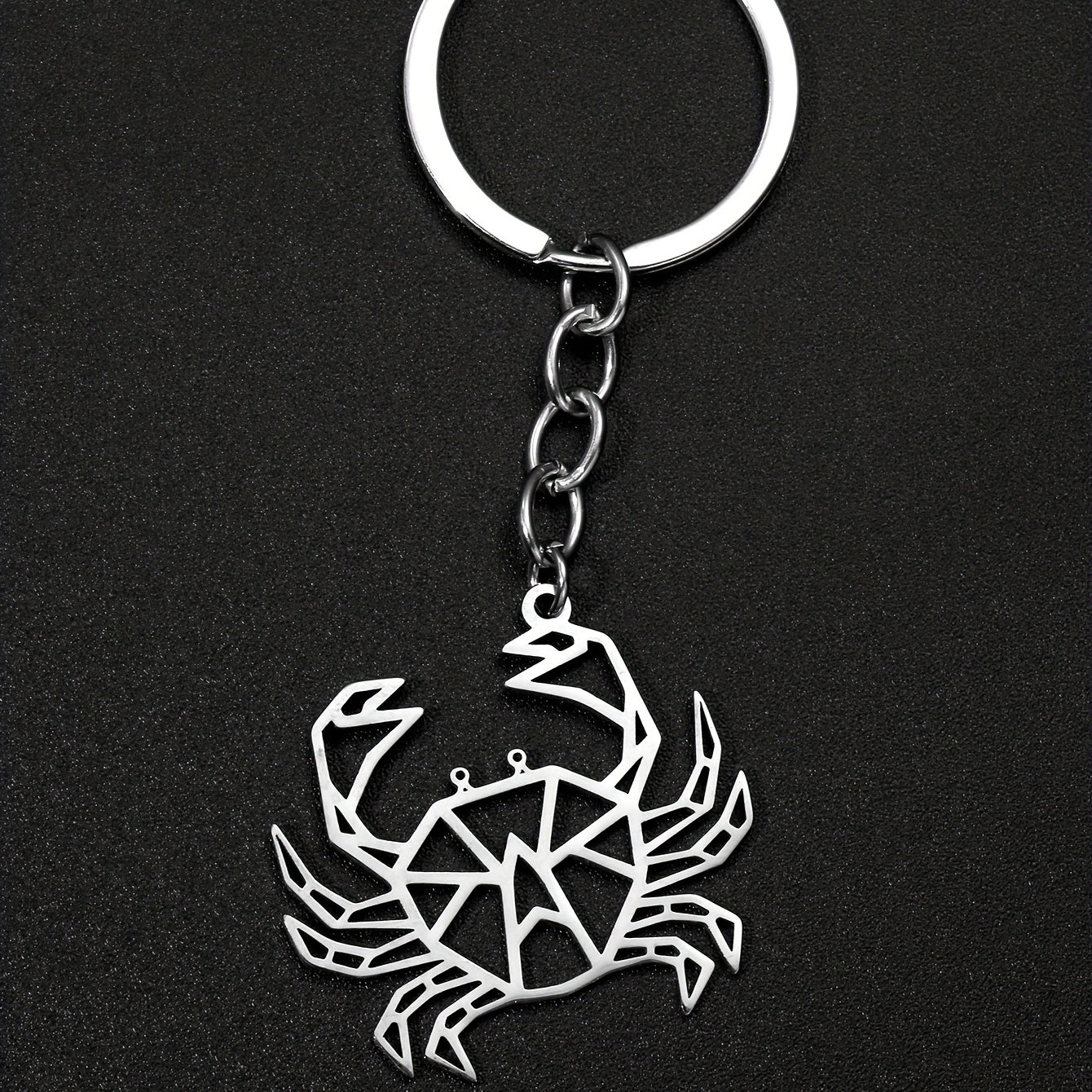 Creative Stainless Steel Hollow Crab Keychain For Men