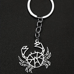 Creative Stainless Steel Hollow Crab Keychain For Men