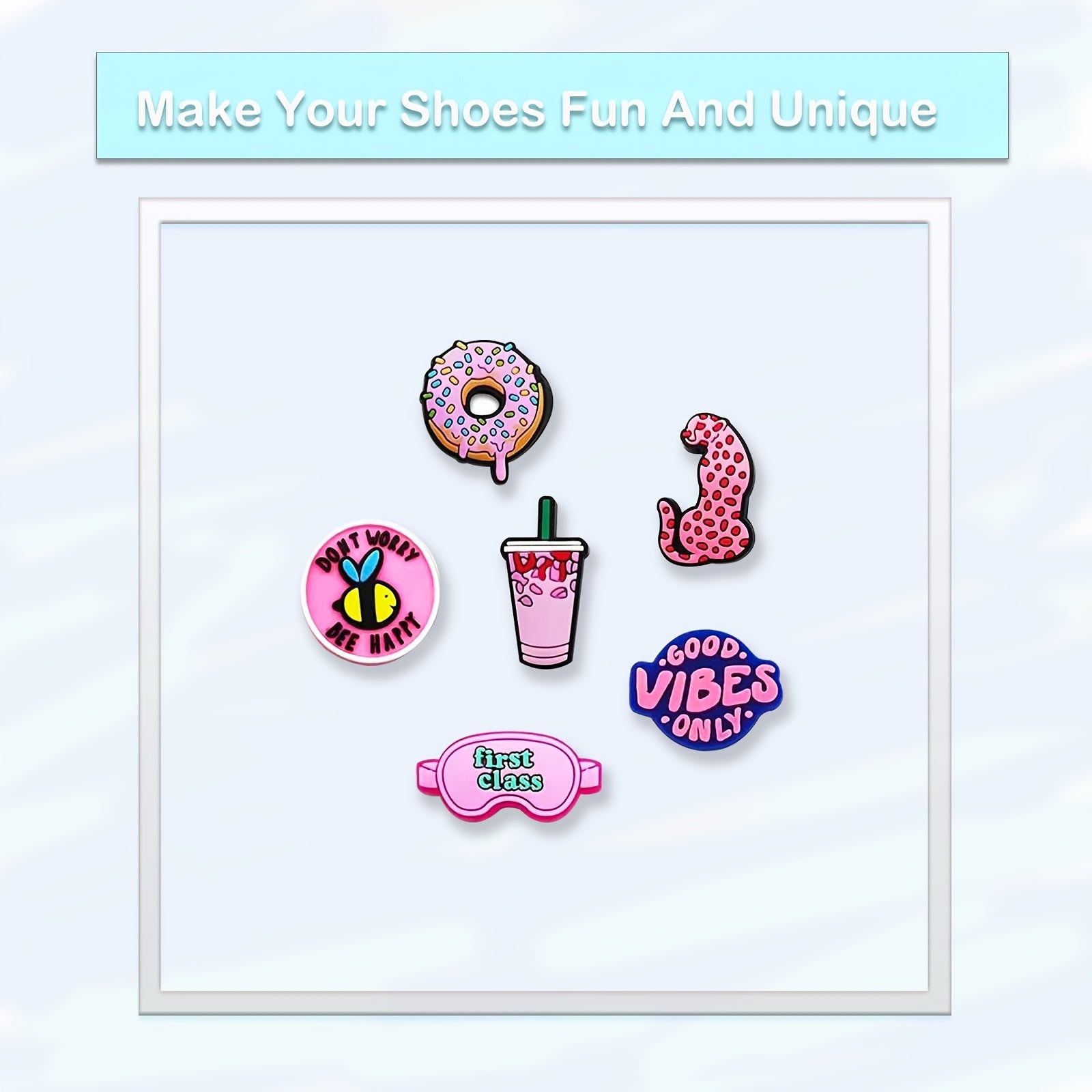 43 Pink Shoe Charms For Bubble Slides Sandals, Christmas Shoe Decorations