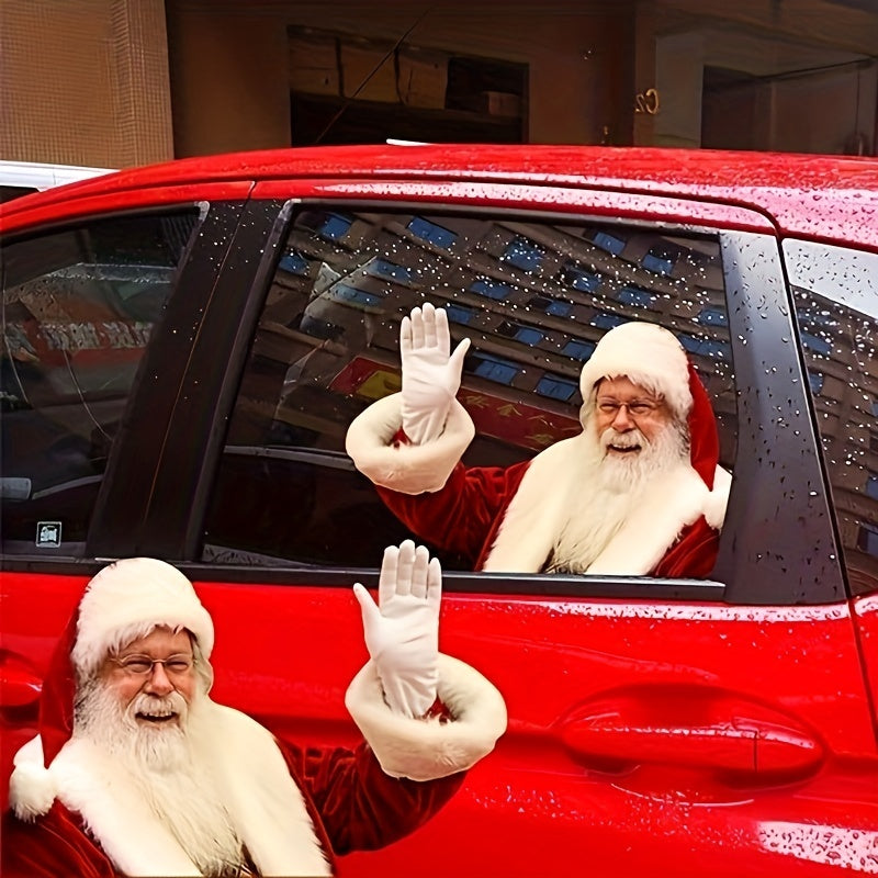 2pcs Waterproof Santa Claus Stickers Christmas Car Window Decal