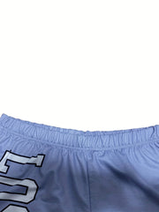  Cartoon Figure & Letter Print Pants