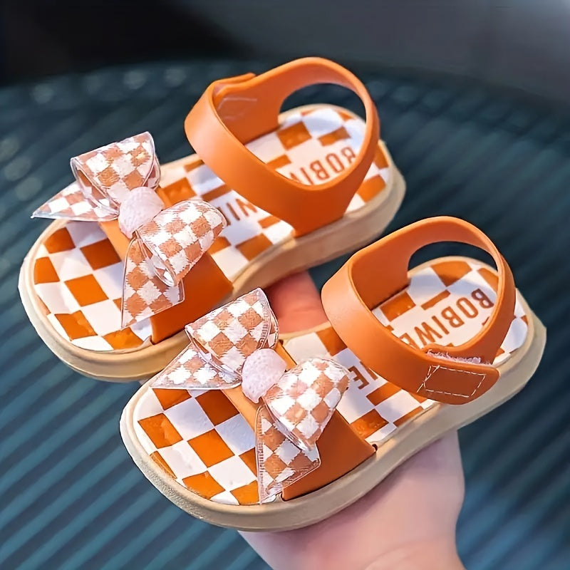 Plaid Open Toe Baby Sandals Lightweight Breathable