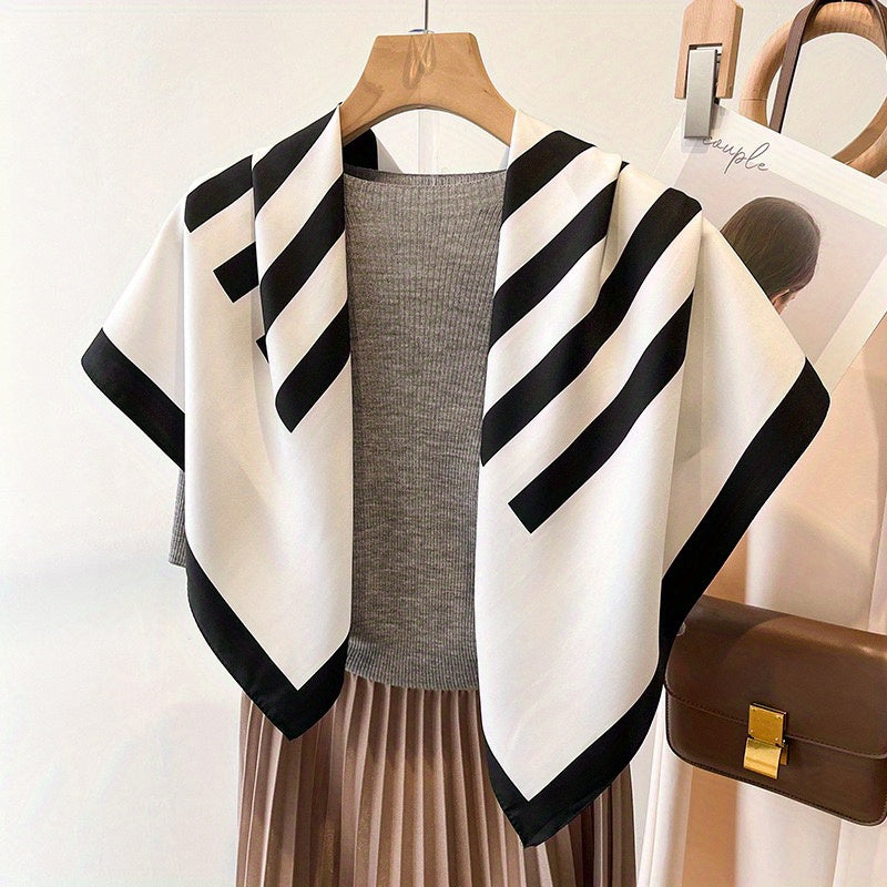 Striped Shawl Bandana Silk Satin Square Scarf Head Wrap