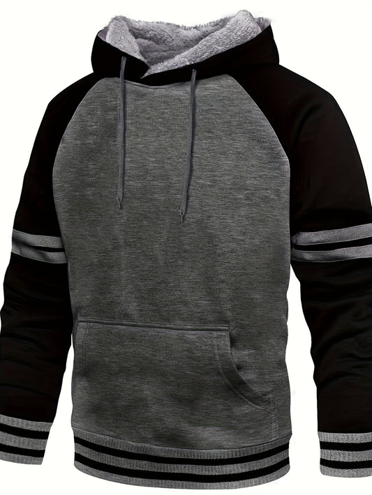 Men's Warm Fleece Hoodie with Drawstring & Pocket