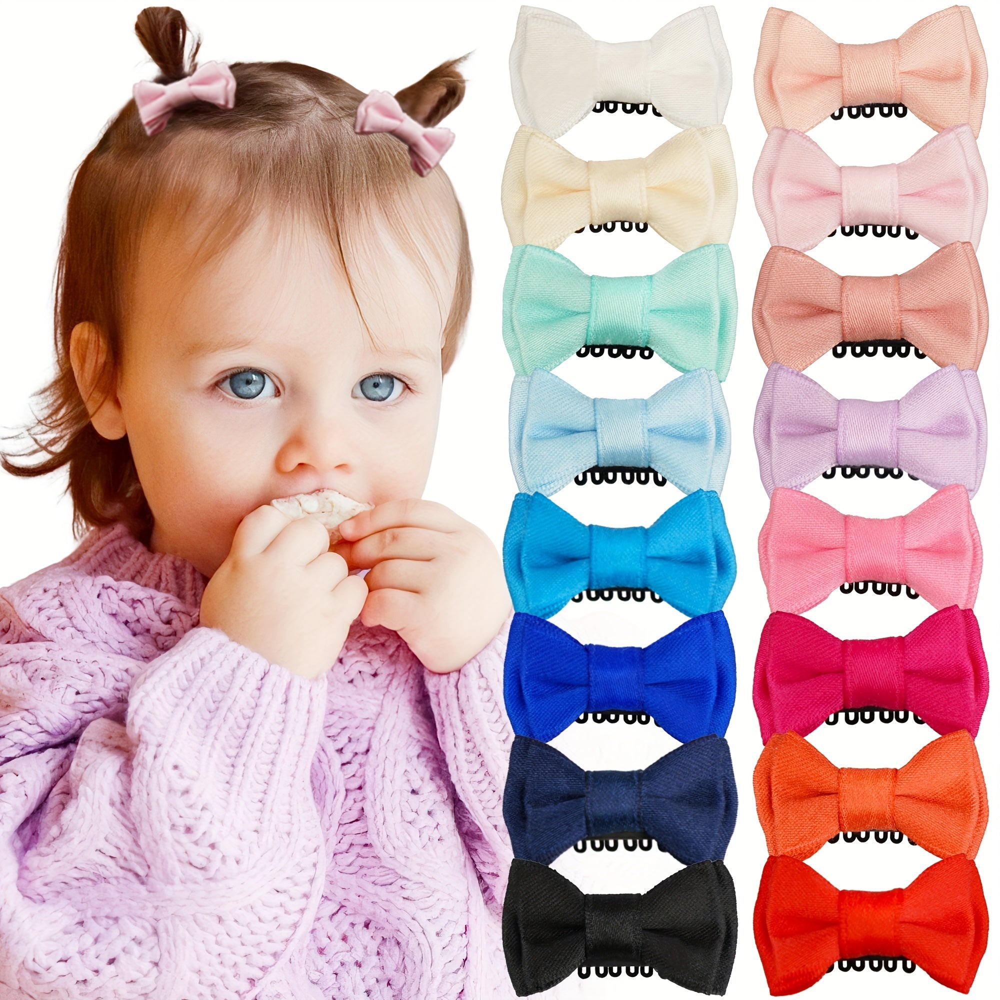 16pcs Bow Hair Clips for Baby Girls
