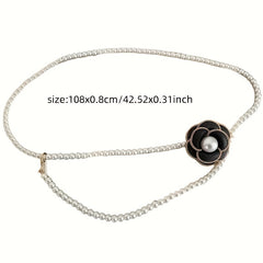 Camellia Faux Pearl Waist Chain for Women