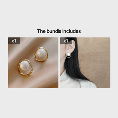 Irregular Geometric Faux Pearl Earrings 18K Plated Jewelry Women
