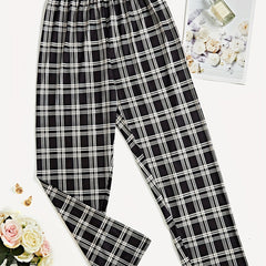 Plaid Sleep Bottoms Elastic Waistband Lounge Pants