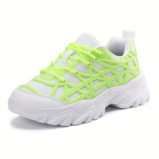 Women's Mesh Chunky Sneakers Lace Up Low Top Sport Shoes