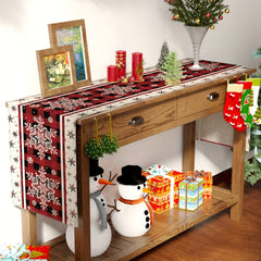 Snowflake Plaid Table Runner Festive Christmas Decor for Home & Parties