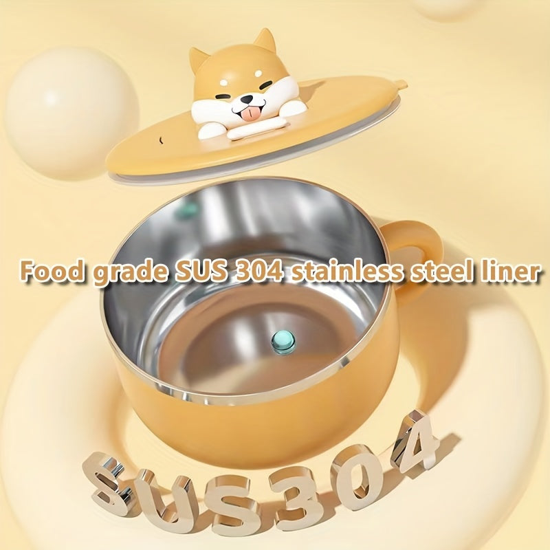 Stainless Steel Instant Noodle Bowl Large Capacity Cartoon Dog Design
