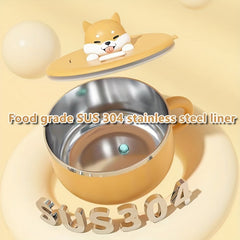 Stainless Steel Instant Noodle Bowl Large Capacity Cartoon Dog Design