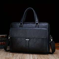 Retro Waterproof Briefcase With Handle & Strap Laptop Sleeve Bag