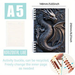 Dragon Carving Notebook Durable Hardcover Perfect Students & Professionals