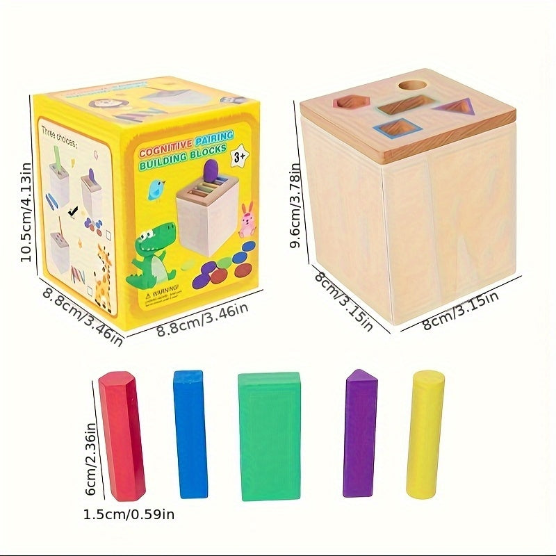 Wooden Shape Sorting Toy with Pegs Hand Eye Coordination Fun