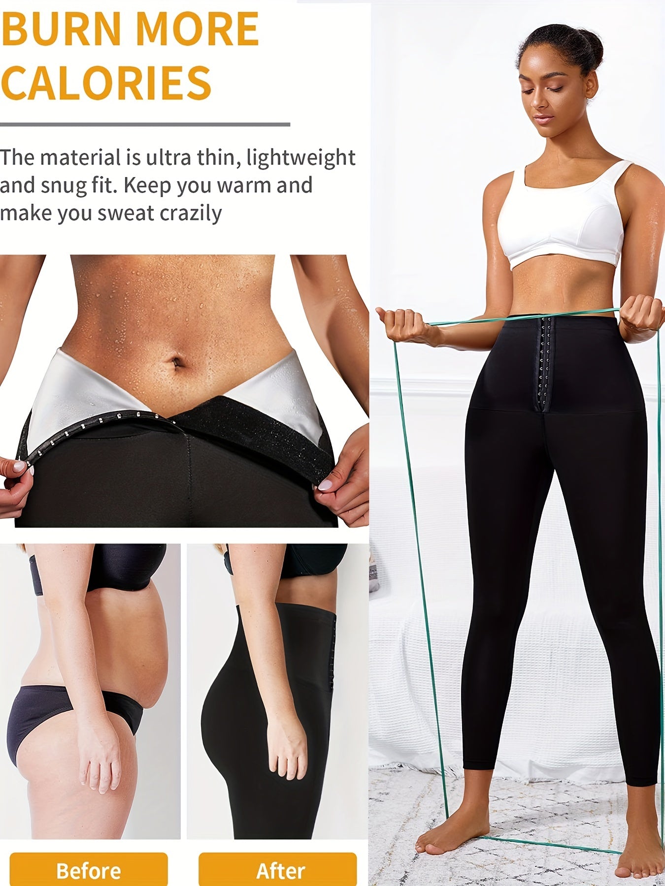 Sauna Body Shaper Leggings for Women with Tummy Control