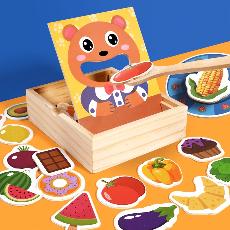 Little Bear Feeding Game Wooden Fine Motor Skill Toy for Kids