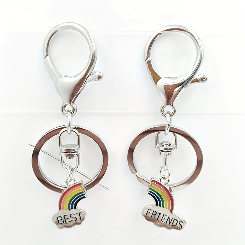 2pcs Rainbow FRIENDS Keychain For Keys Car Key Ring Couple Pendant Key Chains