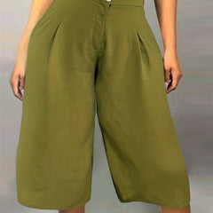  Women's Loose Wide Leg Button Fly High Waist Pants