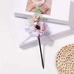 Simulation Flower Hairpin Wooden Hair Stick Ponytail Holder Hair Accessories