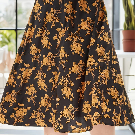 Floral Print Elastic High Rise Midi Skirt