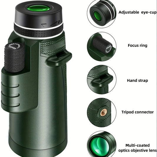 High Magnification Monocular Telescope With Mobile Phone Adapter Tripod
