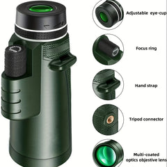 High Magnification Monocular Telescope With Mobile Phone Adapter Tripod