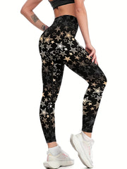 Women's Stars Graphic Athletic Workout Leggings High Waisted Yoga Pants