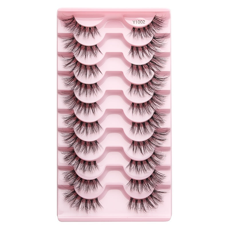 10 Pairs Half Lashes Clear Band Eye Elongated Eyelashes Natural Volume Thick