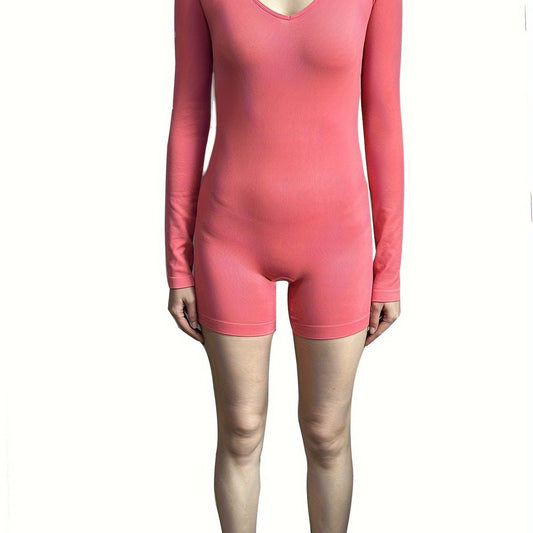 Long Sleeve V Neck Jumpsuit for Yoga Sports