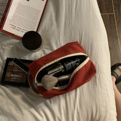 Small Canvas Toiletry Bag for Women Durable Travel Makeup Pouch with Zipper