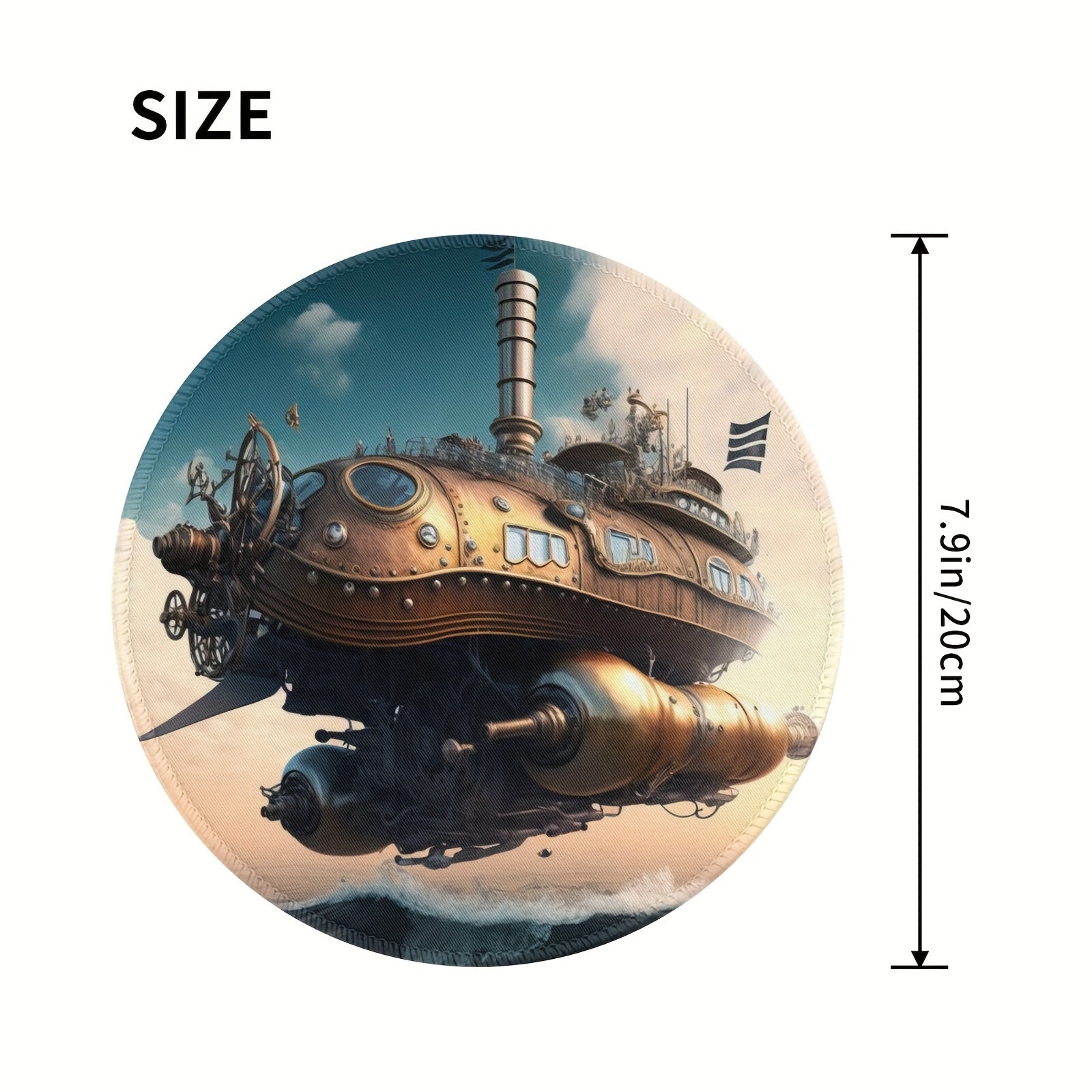 Spaceship Pattern Gaming Mousepad 20x20cm Rubber Border Mousepad