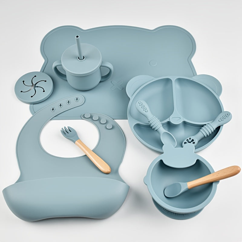 10pcs Silicone Baby Feeding Set for 0-3 Years Old