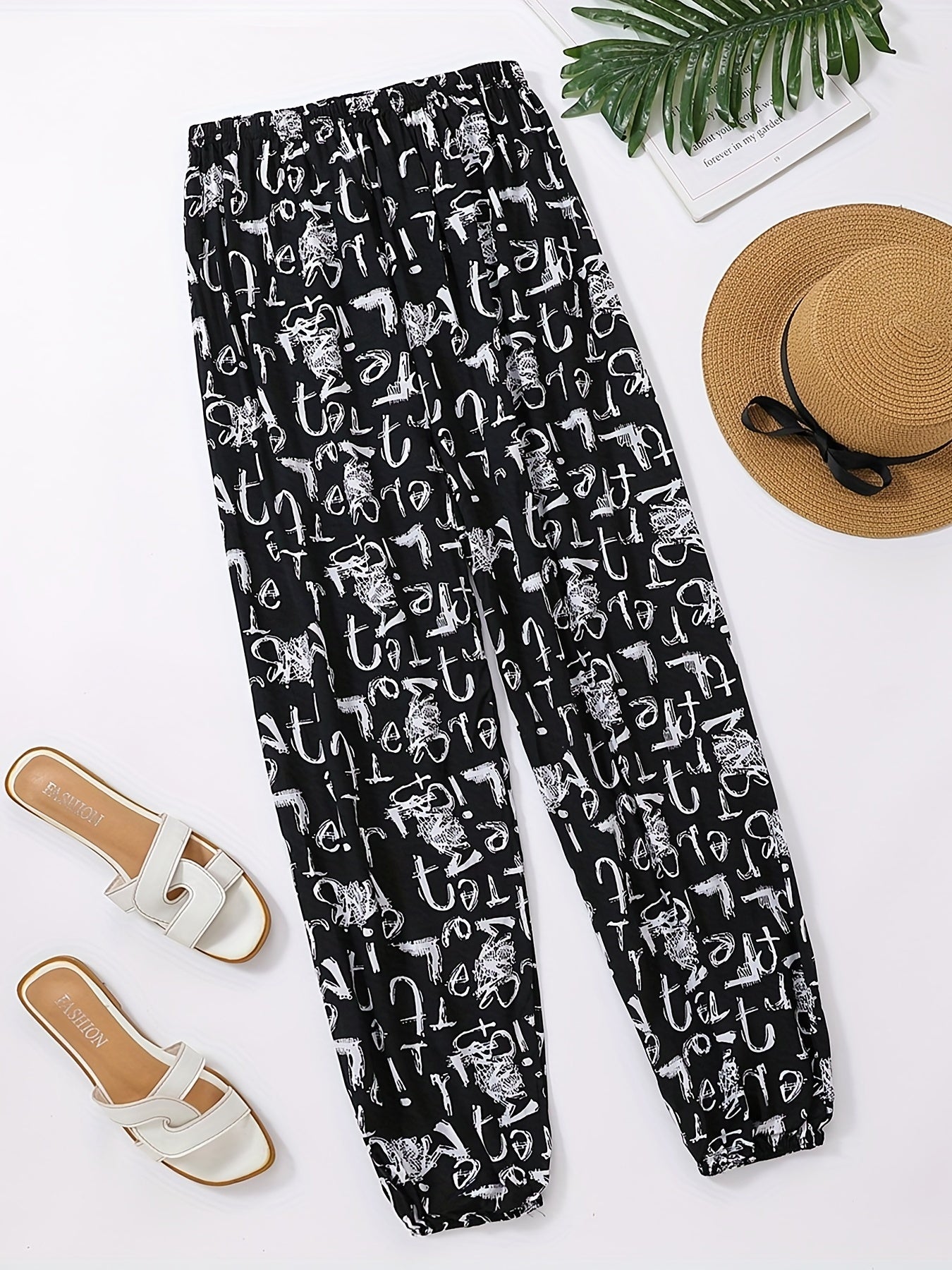 Alphabet Print Matching Sweatpants for Family Activities and Travel