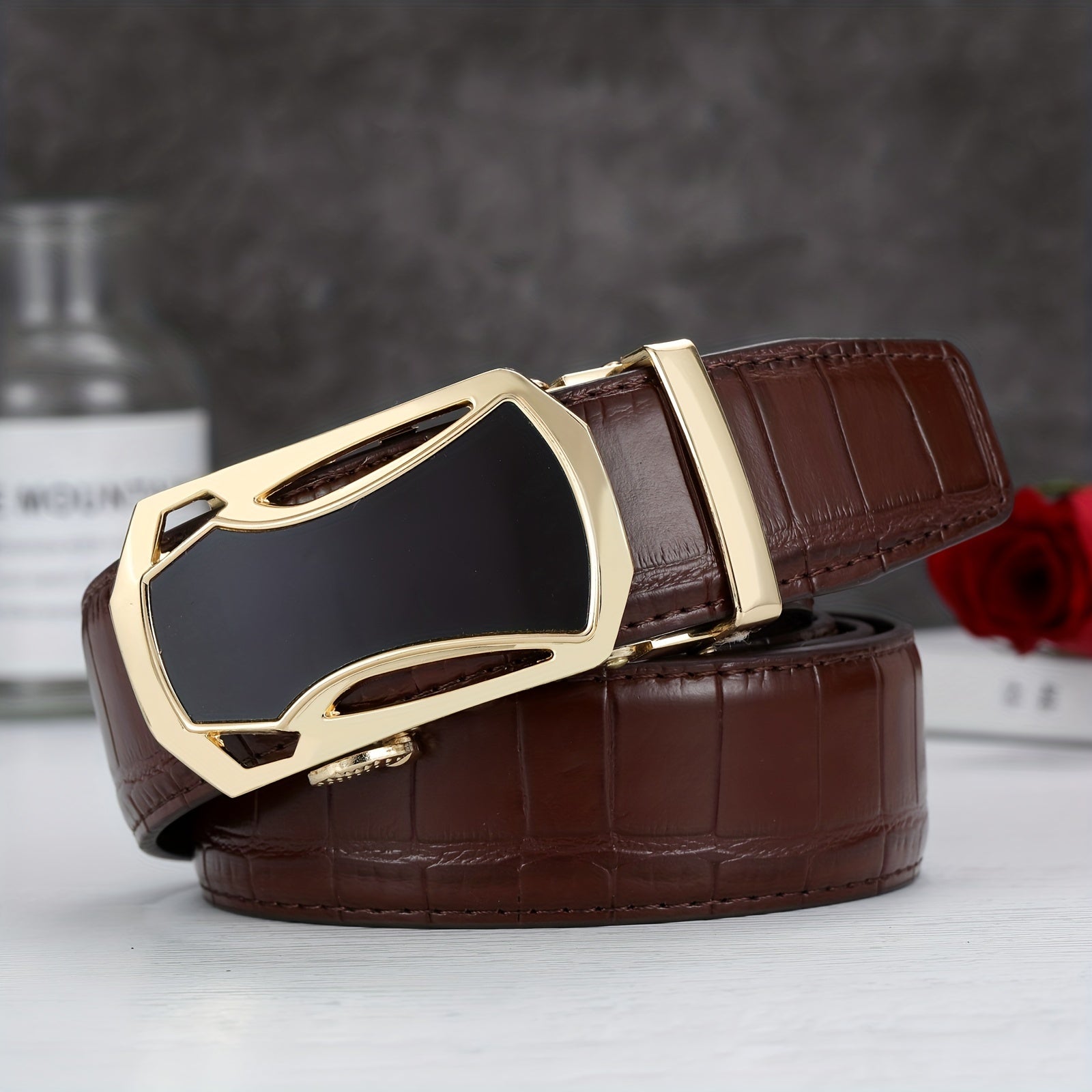 Men's Sports Coffee Automatic Buckle Waist Belt