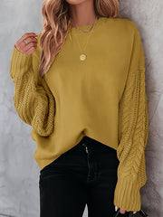  Casual Sweater Solid Long Sleeve Round Neck Loose Pullover Jumper