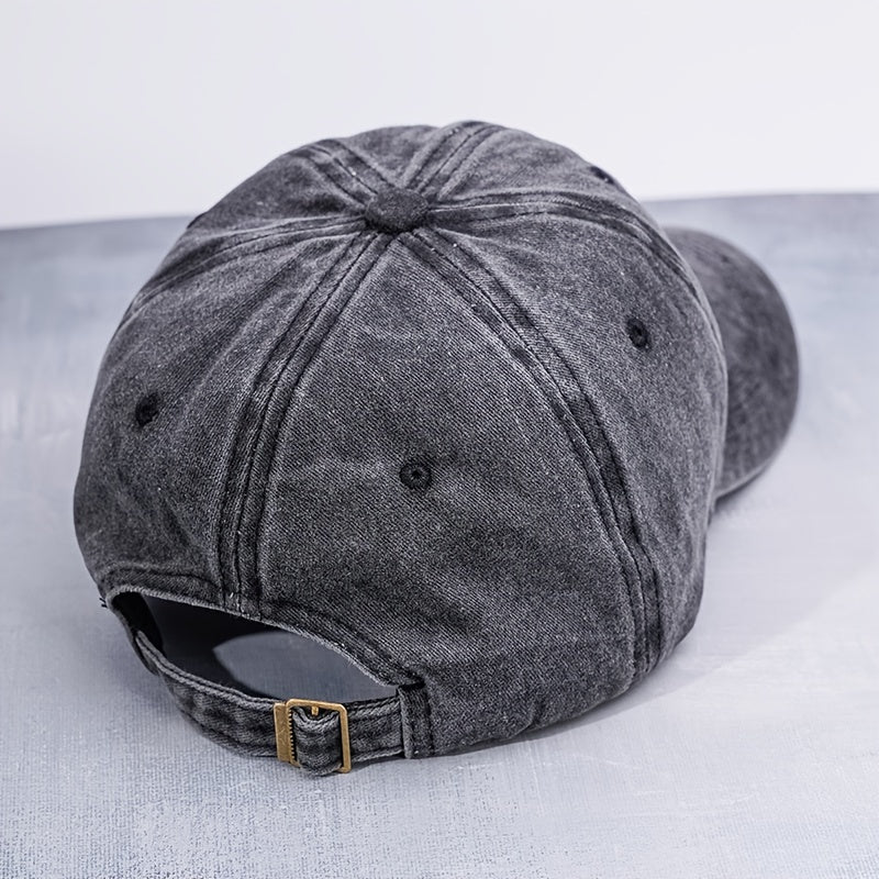 Distressed Baseball Cap Rose Embroidery Adjustable Sun Hats