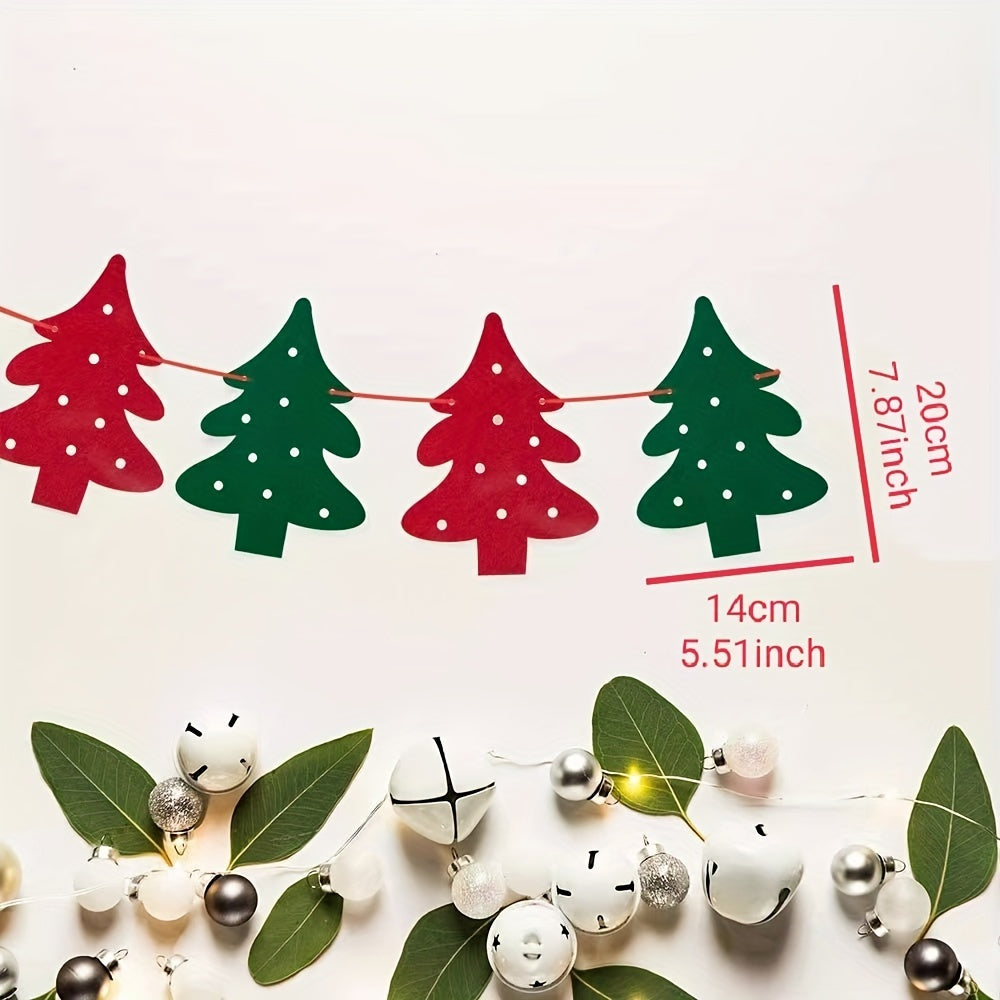 8pcs Christmas Banner Set Red Green Felt Garland Indoor Outdoor Holiday Decor