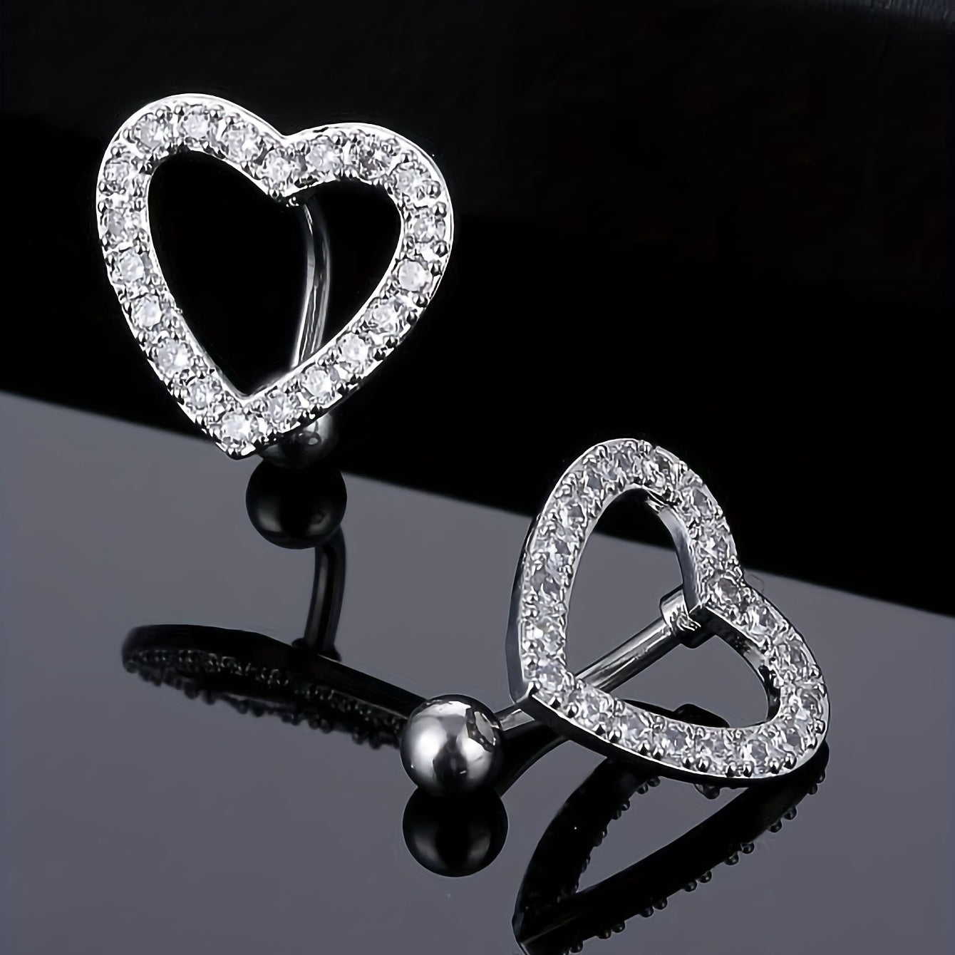 Heart Shape Zircon Belly Button Ring for Women & Girls
